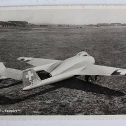 Carte postale ancienne Avion Vampire Dübendorf Suisse