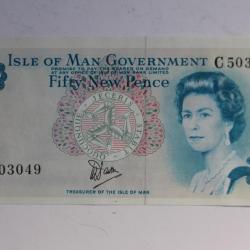 Billet 50 New Pence Île de Man type Elizabeth II