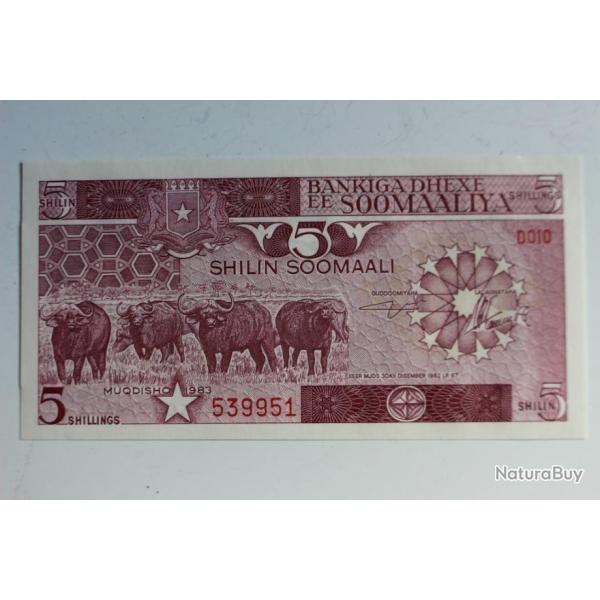 Billet 5 Shillin (shillings) Somalie 1983