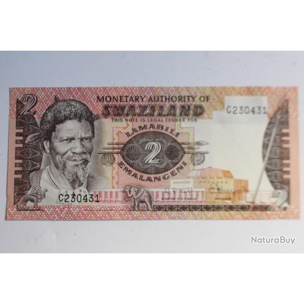 Billet 2 Emalangeni Swaziland 1984