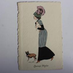 Carte postale ancienne illustrateur Xavier SAEGER Champs Élysées