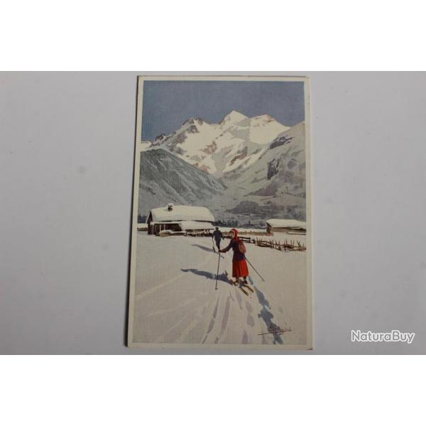 Carte postale ancienne illustrateur Pellegrini n 180 Ski
