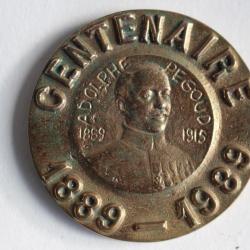 Médaille Centenaire Adolphe Pégoud 1889 - 1989 Aviateur parachute Guerre