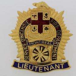 Insigne pompiers Service incendie Lieutenant Montréal Canada
