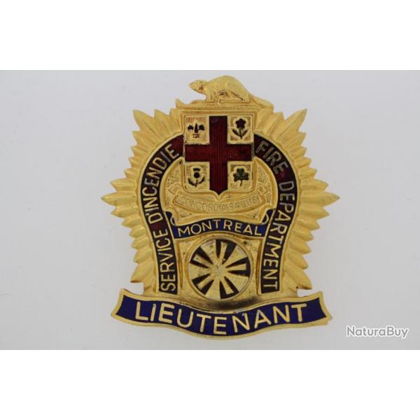Insigne pompiers Service incendie Lieutenant Montral Canada