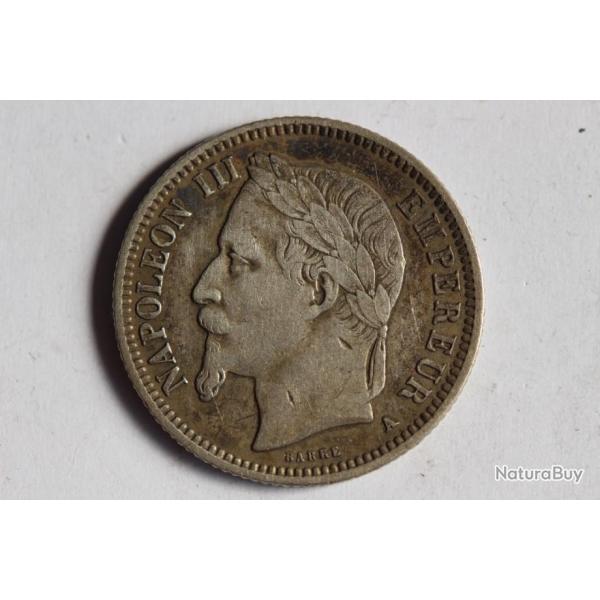 Monnaie argent 1 franc Napolon III tte laure 1869 A