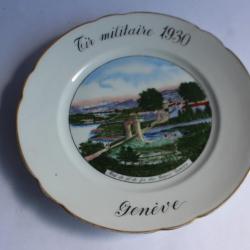 Assiette tir militaire 1930 Genève porcelaine Langenthal