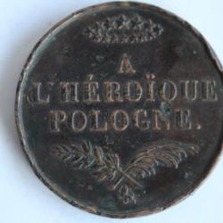 Médaille à l'Héroïque Pologne Louis-Philippe I 1831