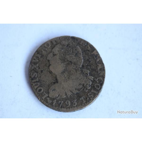 Monnaie 6 deniers type "Franois" 1793 T France