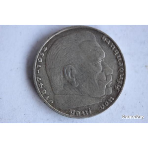 Monnaie argent 2 Reichsmark Paul von Hindenburg 1936 D Allemagne