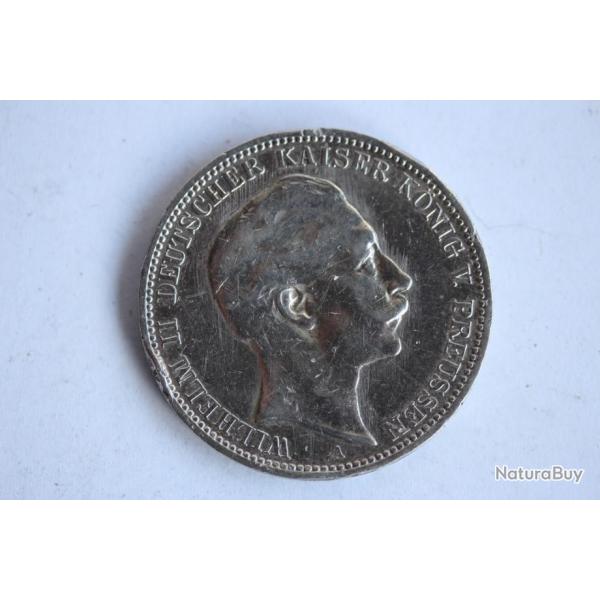 Monnaie argent 3 Mark Wilhelm II 1910 A Allemagne