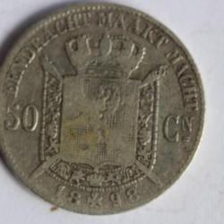 Monnaie argent 50 centimes Leopold II 1886 Belgique néerlandais