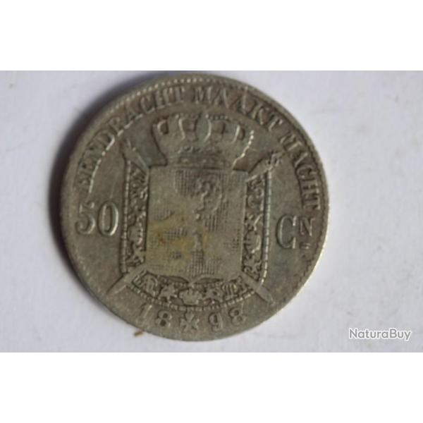 Monnaie argent 50 centimes Leopold II 1886 Belgique nerlandais