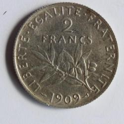 Monnaie argent 2 Francs 1909 semeuse TTB France
