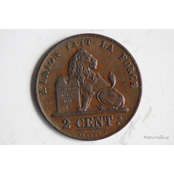Monnaie 2 Centimes Leopold I 1851 Belgique BRAEMT F. (avec point)