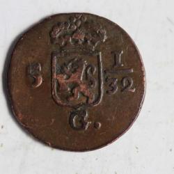 Monnaie 1/2 duit 1808 Batavian Indes néerlandaises Indonésie