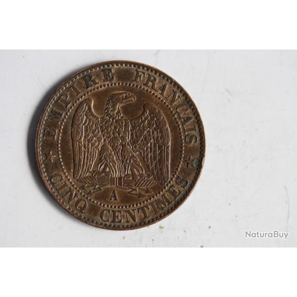 Monnaie 5 Centimes Napolon III tte nue 1854 A