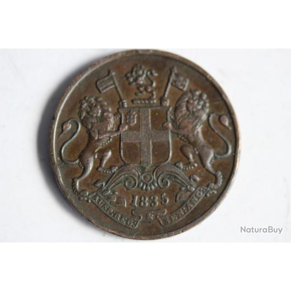Monnaie One Quarter Anna 1835 East India Company Inde