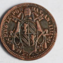 Monnaie 1/2 Baiocco Pius IX 1849 Vatican États Pontificaux Italie