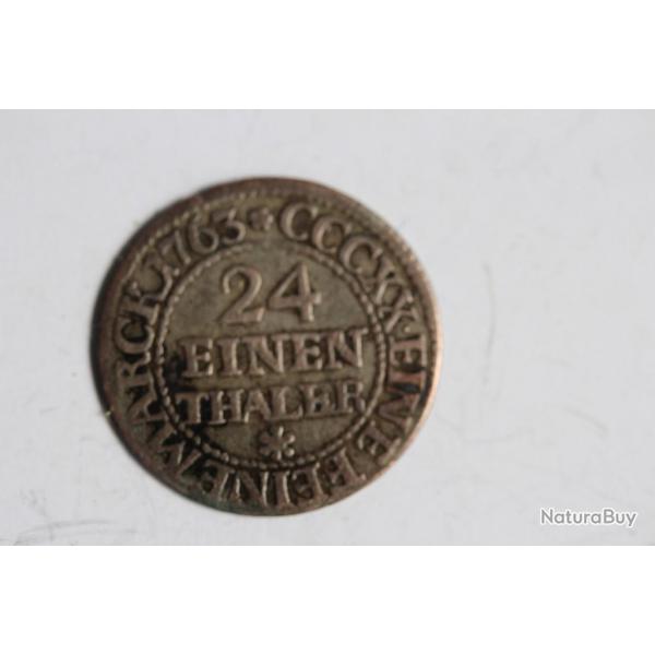 Monnaie Friedrich August I 1/24 thaler 1763 Electorate Saxony Allemagne