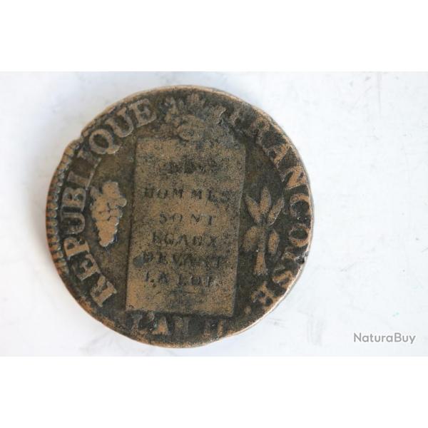 Monnaie 1 Sol aux balances An II 1793 D