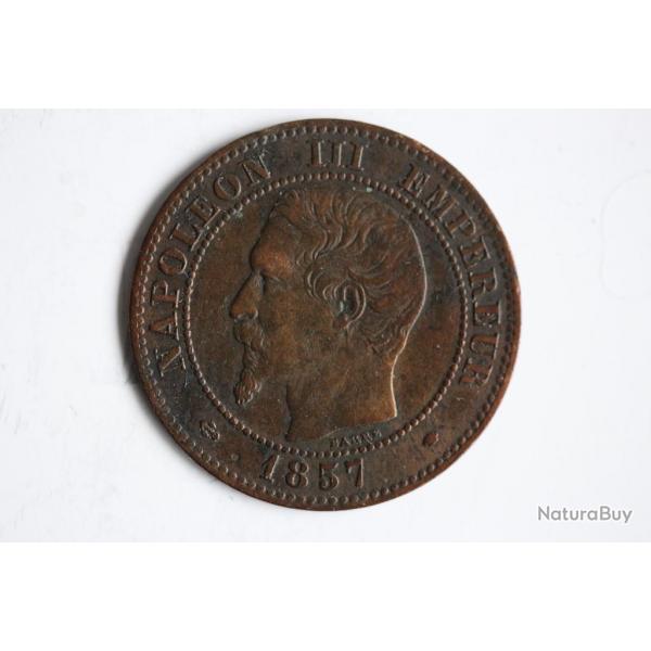 Monnaie 2 centimes Napolon III tte nue 1857 MA