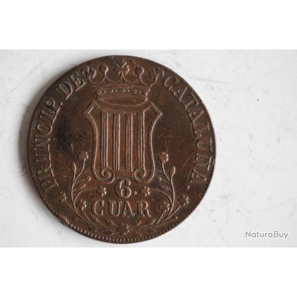 Monnaie 6 Cuar VI Quartos Isabel II 1844 Cataluna Catalogne Espagne