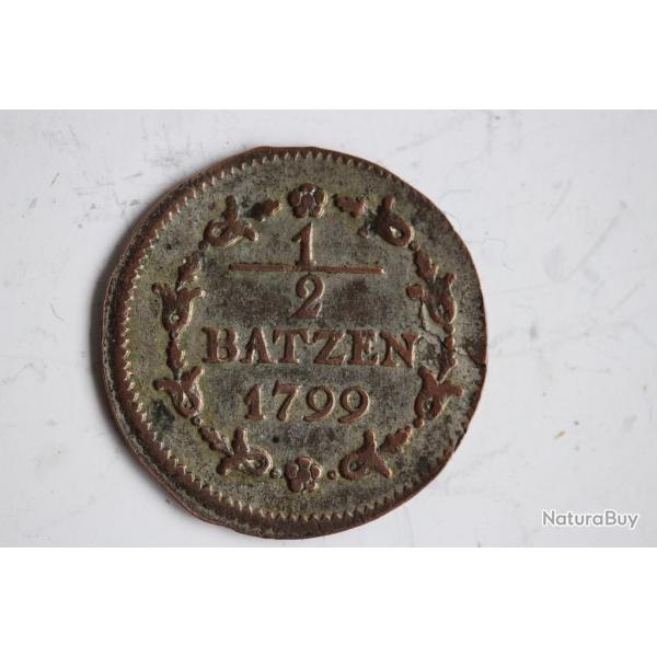 Monnaie 1/2 Batzen 1799 Rpublique helvtique Berne Suisse