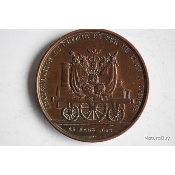 Mdaille Inauguration du chemin de fer Lyon Genve 1858