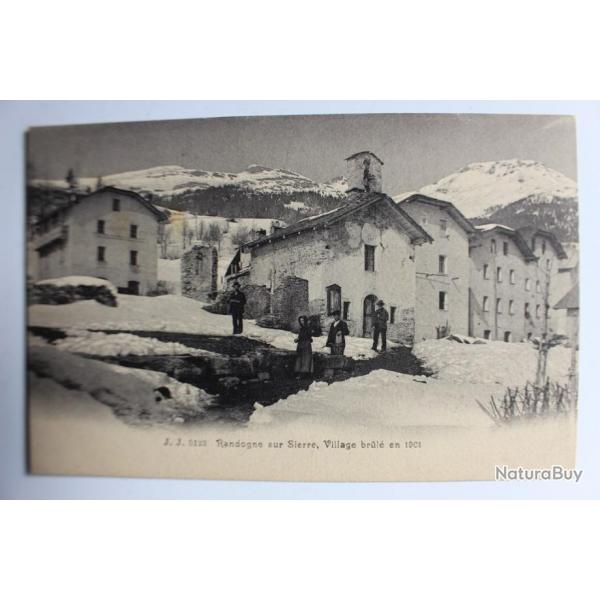 Carte postale Suisse Randogne sur Sierre Village brul en 1901