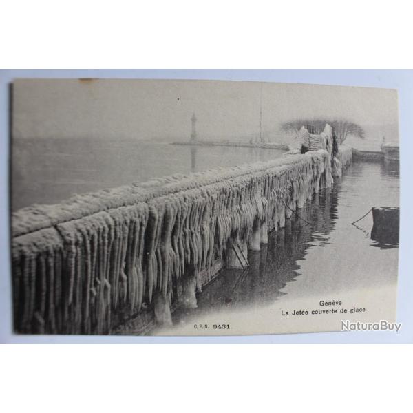 Carte postale Suisse Genve La jete couverte de glace