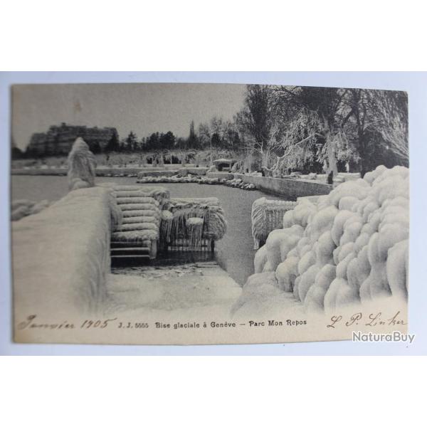 Carte postale Suisse Genve Bise glaciale Parc Mon Repos