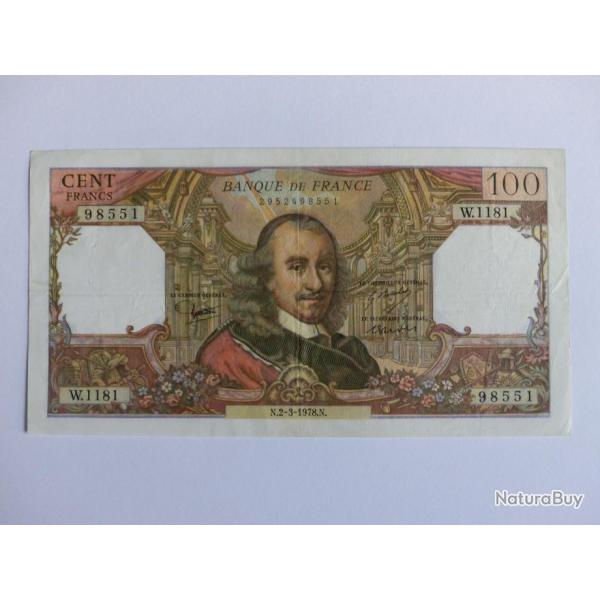 Billet 100 Francs Corneille type 1964, 2-3-1978