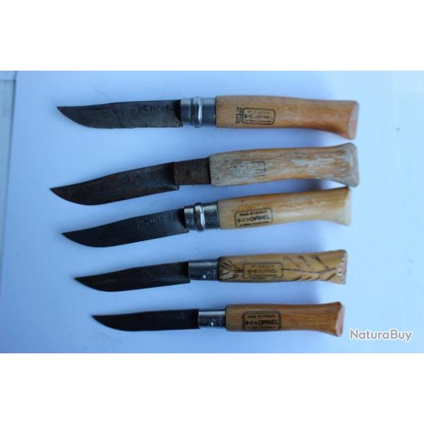 Cinq anciens couteaux OPINEL 6 - 7 - 8 - 9 - 9
