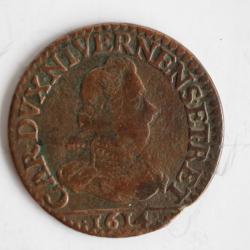 Piece de monnaie Liard 1614 CHARLES Ier DE GONZAGUE Ardennes