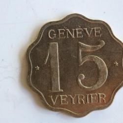Jeton 15 centimes Cie des Tramways Genève - Veyrier 1900