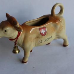 Pot a crème porcelaine souvenir  St Cergue  vache Art de la table