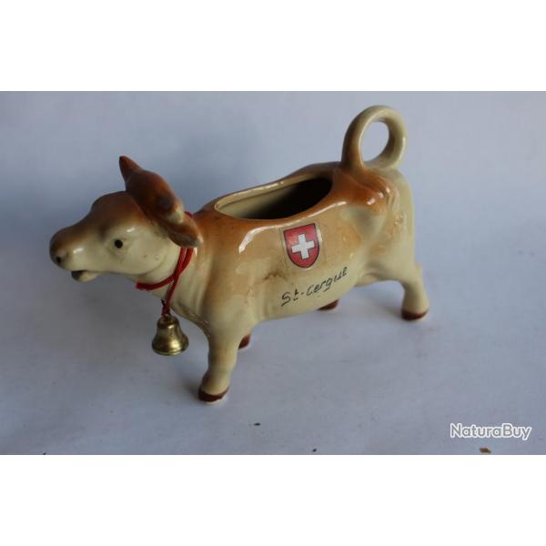 Pot a crme porcelaine souvenir  St Cergue  vache Art de la table