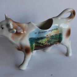 Pot a crème porcelaine souvenir  Saint Ursane  vache Art de la table