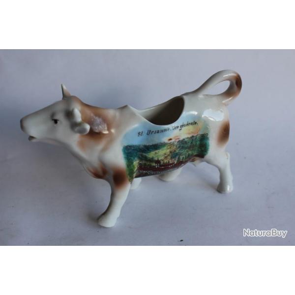 Pot a crme porcelaine souvenir  Saint Ursane  vache Art de la table