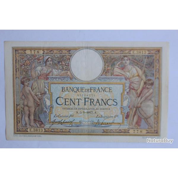 Billet 100 Francs Luc Olivier Merson type 1906 sans LOM France
