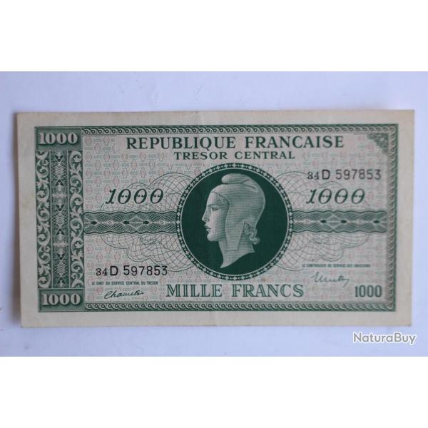 Billet 1000 Francs Marianne type 1945 chiffres maigres France SPL