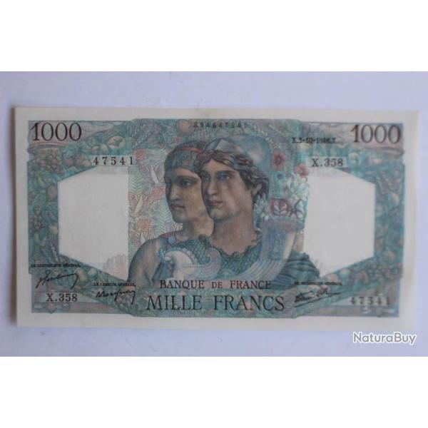 Billet 1000 Francs Minerve et Hercule type 1945 France 03-10-1946