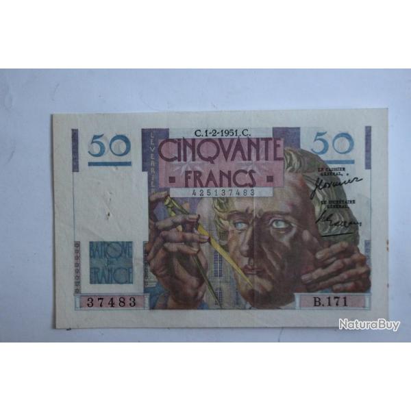 Billet 50 Francs Le Verrier type 1946 France 01-02-1951