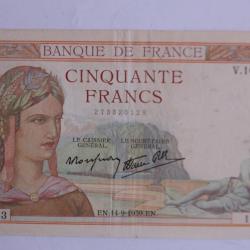 Billet 50 Francs Cérès type 1933 "modifié" France 14-09-1939