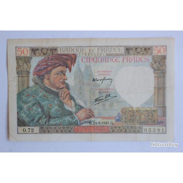 Billet 50 Francs Jacques Coeur type 1941 France 24-04-1941