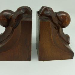 César Bolle sculpture bois serre-livre  escargots