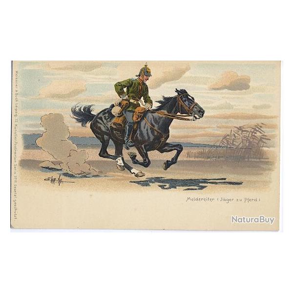 CPA militaire illustre - Militaria - Meldereiter (jager zu Pferd)