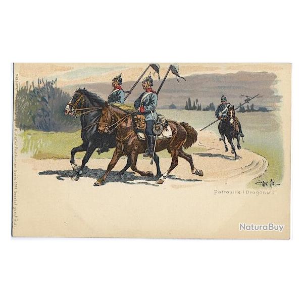CPA militaire illustre - Militaria - Patrouille Dragoner