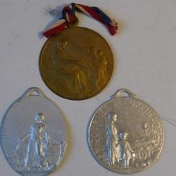 Trois médailles de journée guerre 1914/18